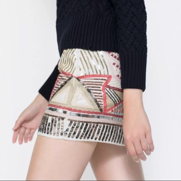 Zara Trafaluc Mini Skirt with Sequin Details - NWT - Picture 5 of 8